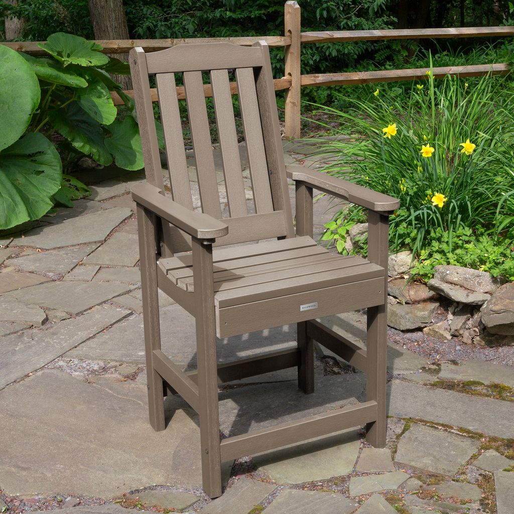 highwood Lehigh Woodland Brown Poly-lumber Frame Stationary Counter-height Chair with Slat Seat