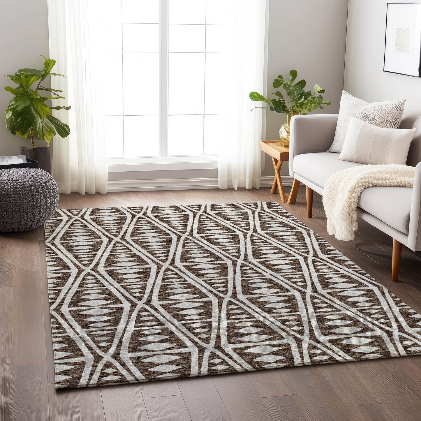 Addison Rugs Mayfield AMF112BR 8 x 10 (ft) Loomed Brown Rectangular Indoor Abstract Machine washable Pet Friendly Area rug