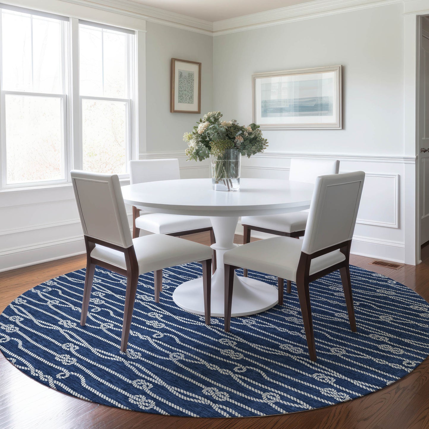Addison Rugs Mayfield AMF152NA 8 x 8 (ft) Loomed Navy Round Indoor Geometric Machine washable Pet Friendly Area rug