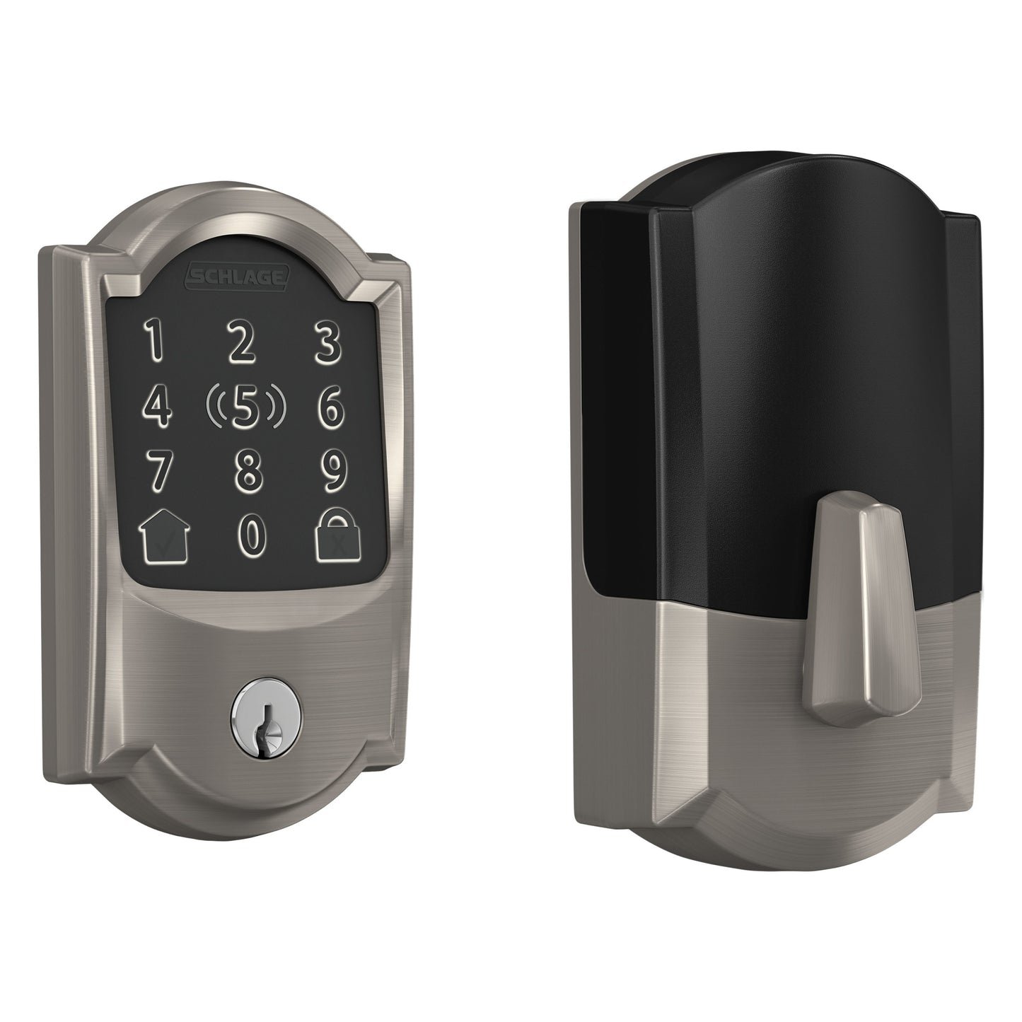Schlage Encode Plus Camelot Satin Nickel Smart Lock Electronic Deadbolt with Wifi Bluetooth and Touchscreen Keypad