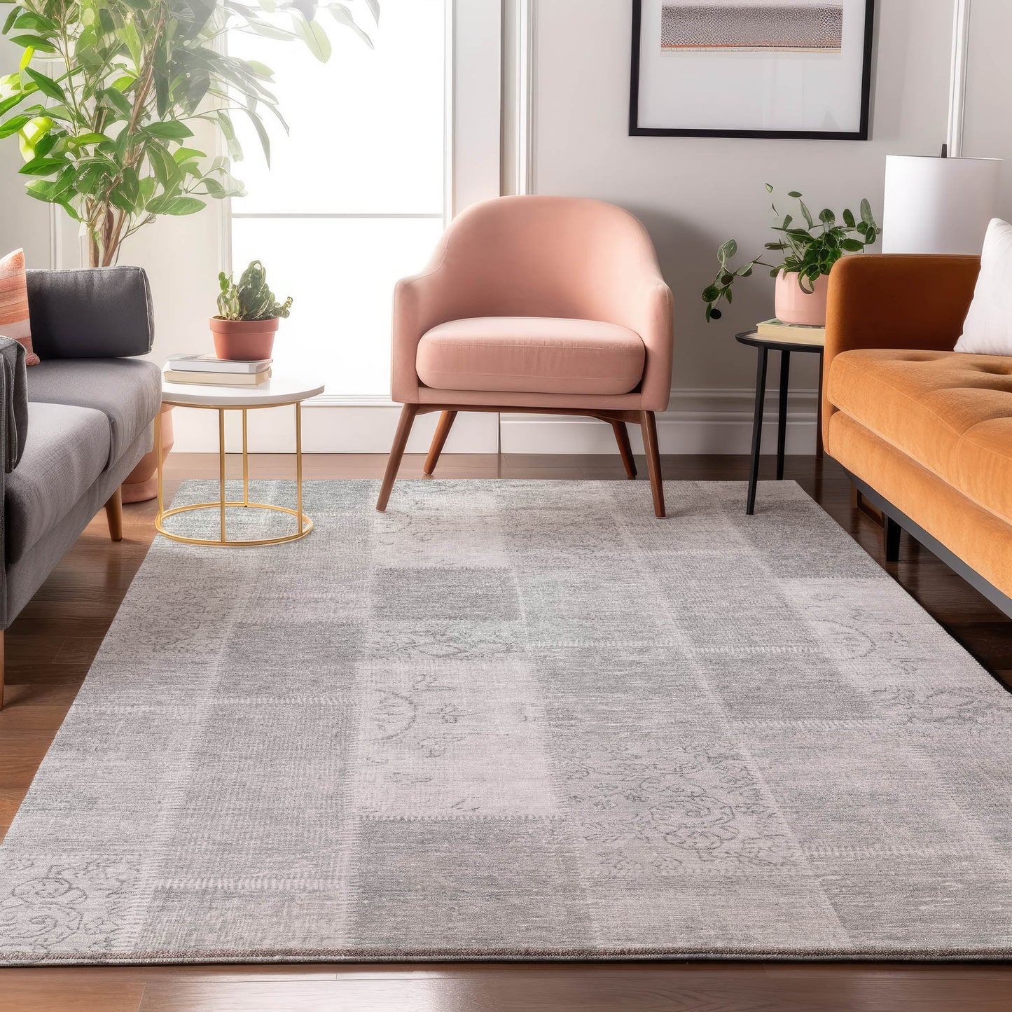 Addison Rugs Mayfield AMF631SV 9 x 12 (ft) Loomed Silver Rectangular Indoor Geometric Machine washable Pet Friendly Area rug