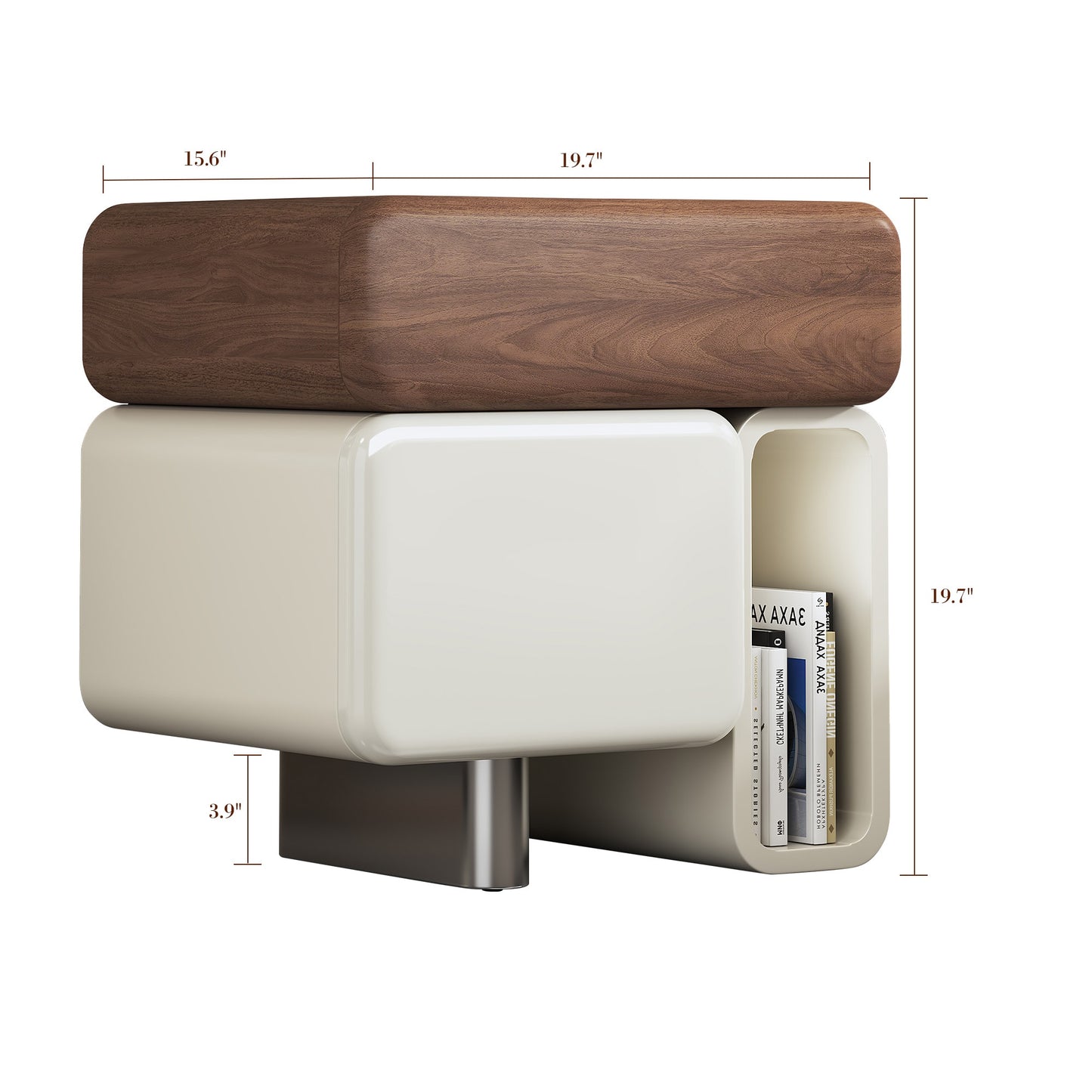 Oizaye Brown Walnut 19.7-in W x 19.7-in H Modern Nightstand