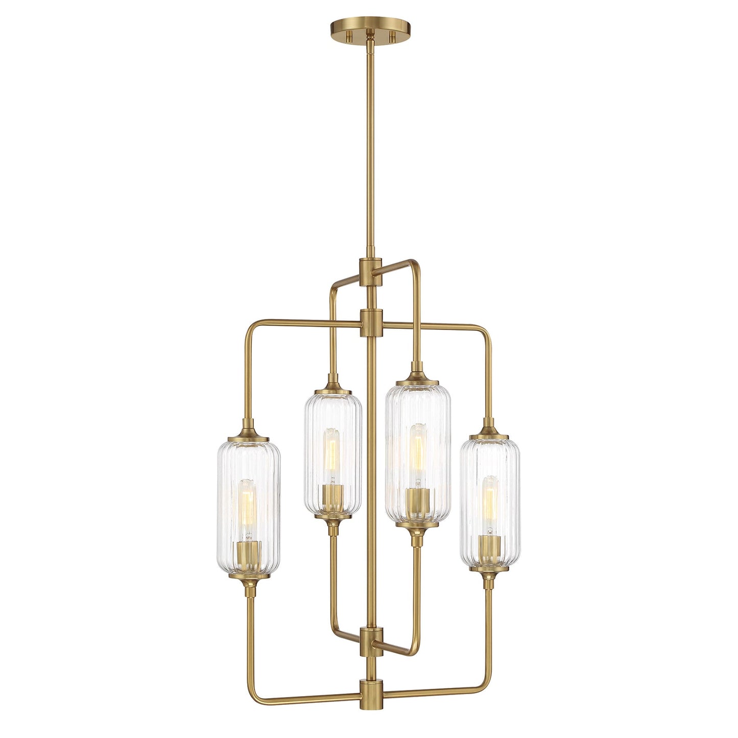 Savoy House Holton 4 -Light Antique Brass Industrial For Use in Bedrooms, Dining Rooms, Foyers, Kitchens, Living Rooms Chandelier