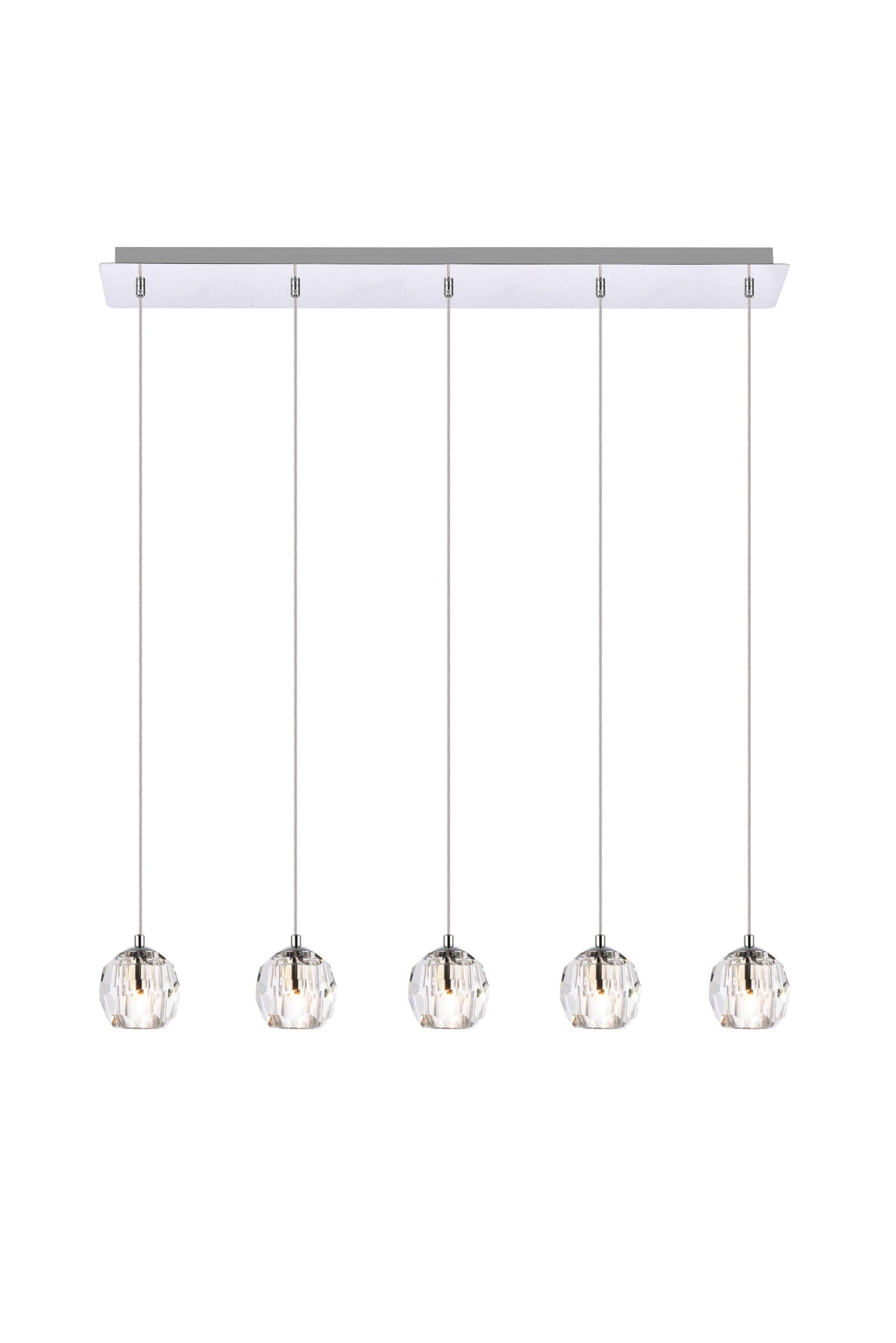 Elegant Decor Home Furnishing 5 -Light Chrome Modern/contemporary Beveled glass Linear Large Hanging Pendant light