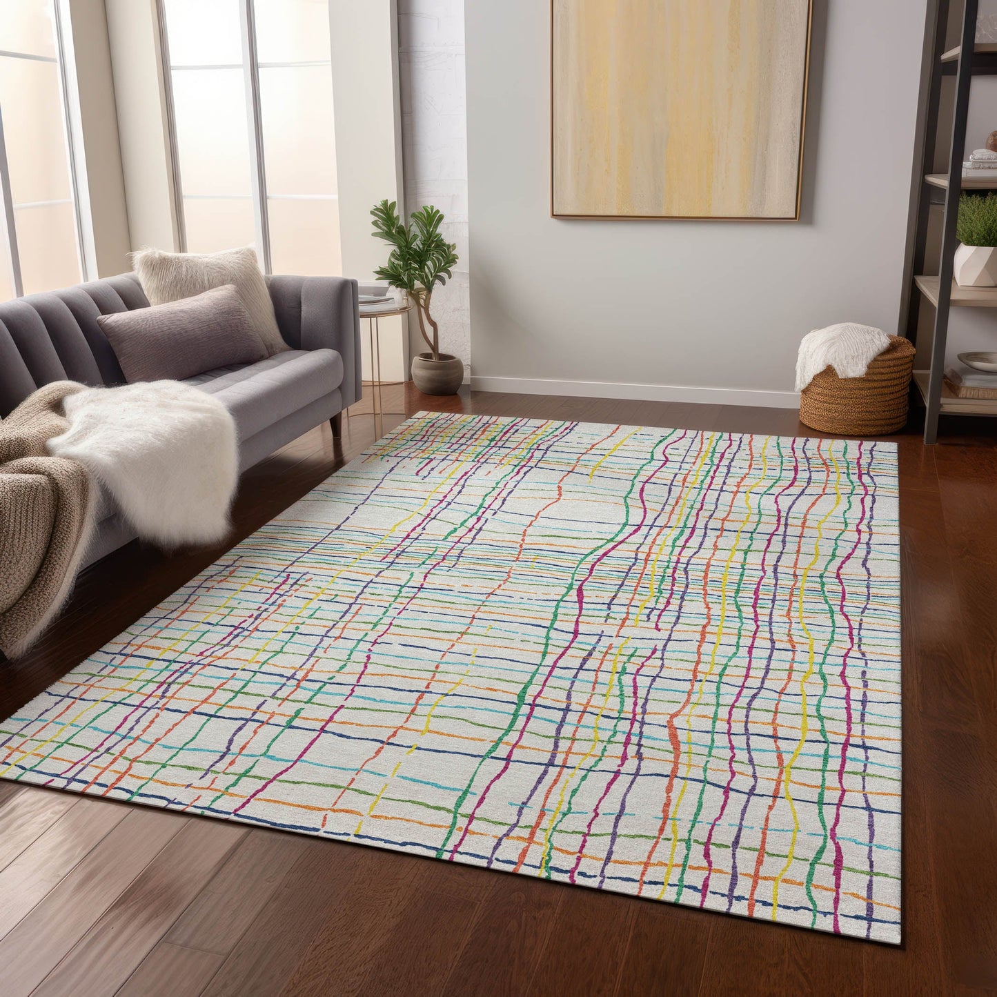 Addison Rugs Chantille ACN998WI 10 x 14 (ft) White Rectangular Indoor/Outdoor Geometric Pet Friendly Area rug