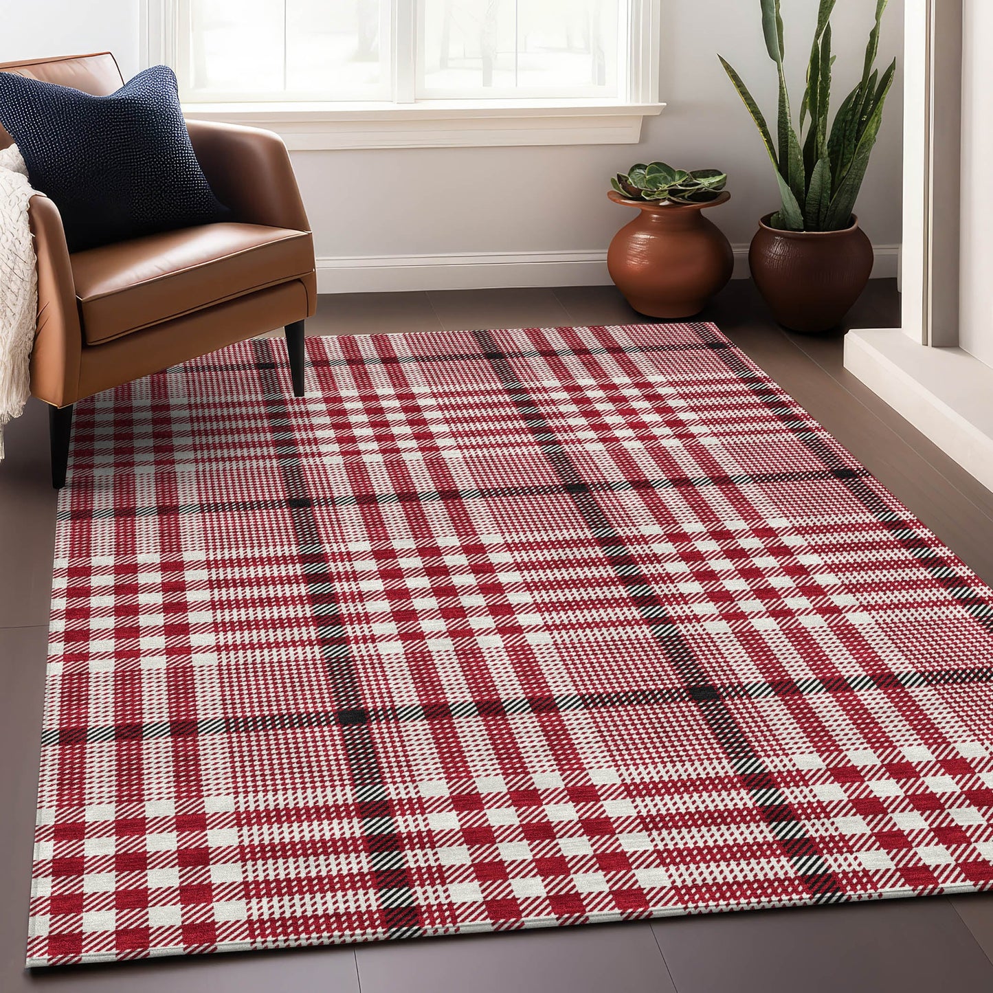 Addison Rugs Chantille ACN1054RD 9 x 12 (ft) Red Rectangular Indoor/Outdoor Geometric Machine washable Pet Friendly Area rug