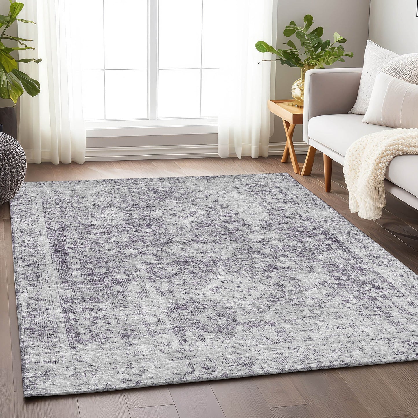 Addison Rugs Chantille ACN1229PM 9 x 12 (ft) Plum Rectangular Indoor/Outdoor Geometric Machine washable Pet Friendly Area rug
