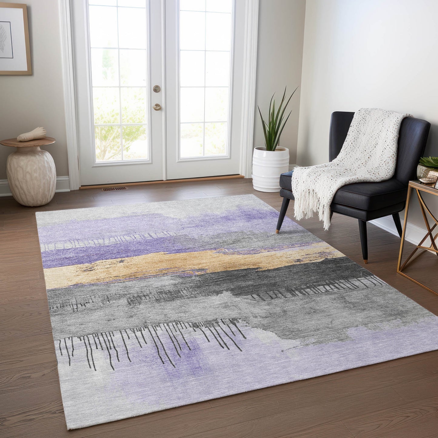 Addison Rugs Chantille ACN1880LV 8 x 10 (ft) Loomed Lavender Rectangular Indoor/Outdoor Geometric Machine washable Pet Friendly Area rug