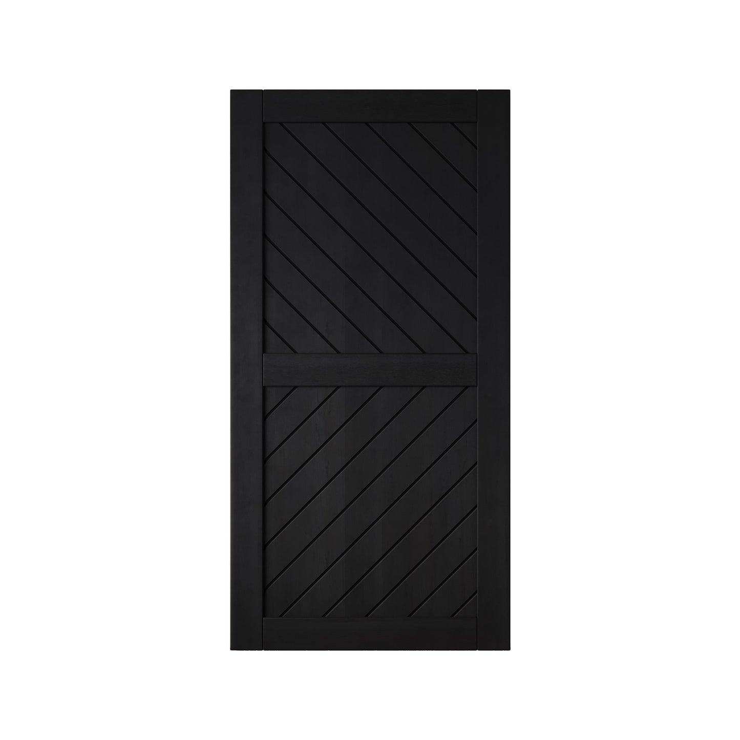 HOMACER 32-in x 80-in Black Prefinished Non-standard Pine Wood Solid core Single Barn Door (Hardware Not Included)