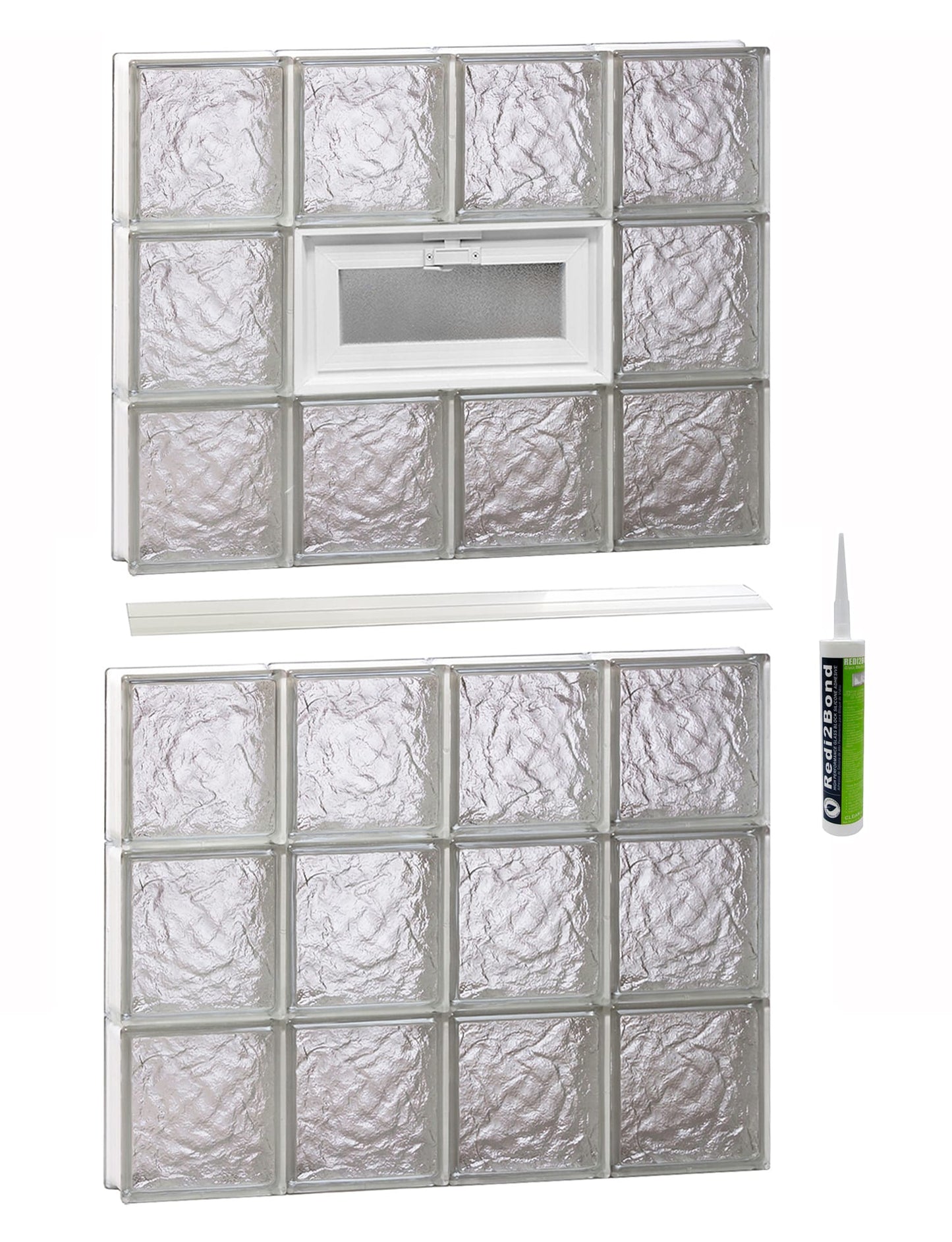 REDI2SET Ice Glass 31-in x 46-1/2-in Frameless Replacement Vented Glass Block Window