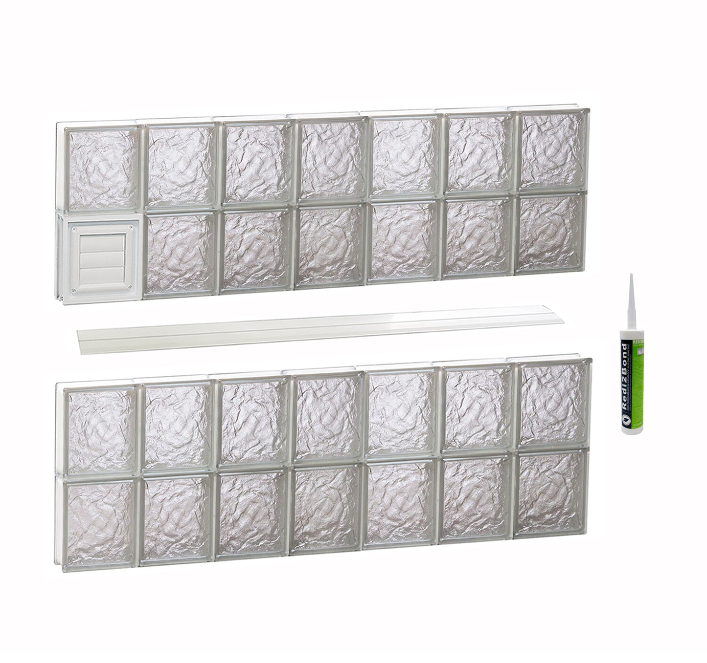 REDI2SET Ice Glass 40-1/4-in x 31-in Frameless Replacement Dryer vent Glass Block Window
