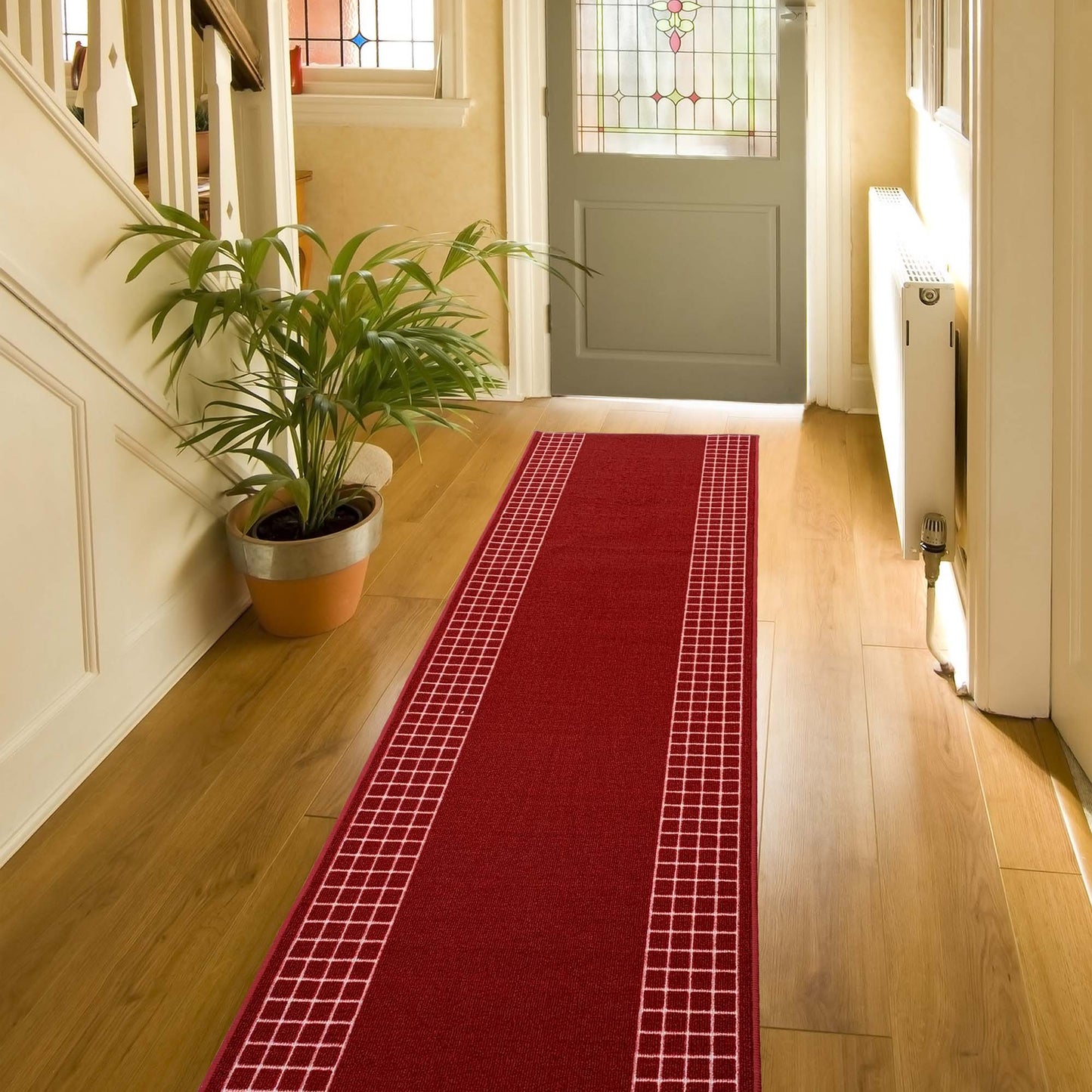 Playa Rug 3 x 50 (ft) Checkered-Red Rectangular Indoor/Outdoor Border Pet Friendly Runner rug