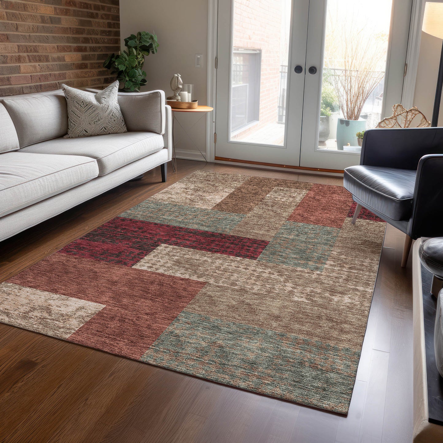 Addison Rugs Chantille ACN941MO 8 x 10 (ft) Loomed Mocha Rectangular Indoor/Outdoor Machine washable Pet Friendly Area rug