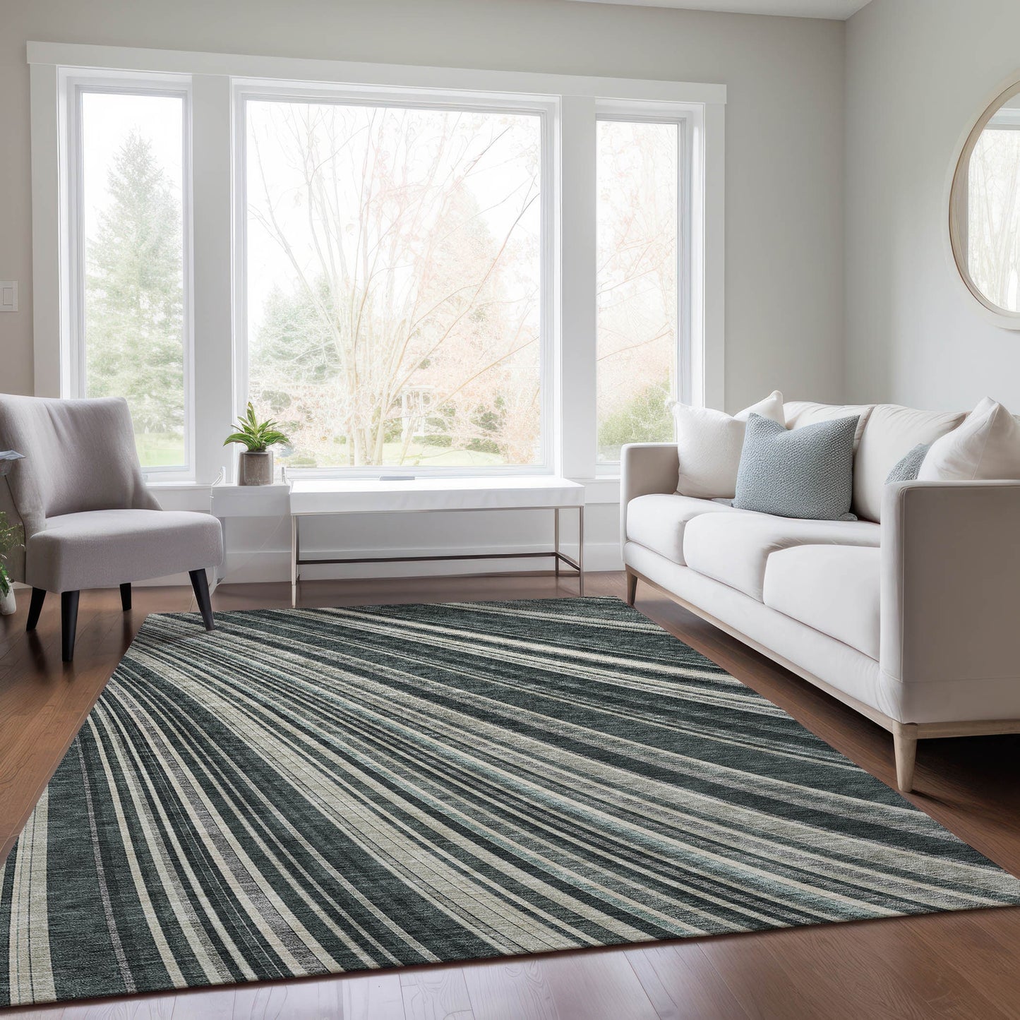 Addison Rugs Chantille ACN981BK 8 x 10 (ft) Loomed Black Rectangular Indoor/Outdoor Machine washable Pet Friendly Area rug