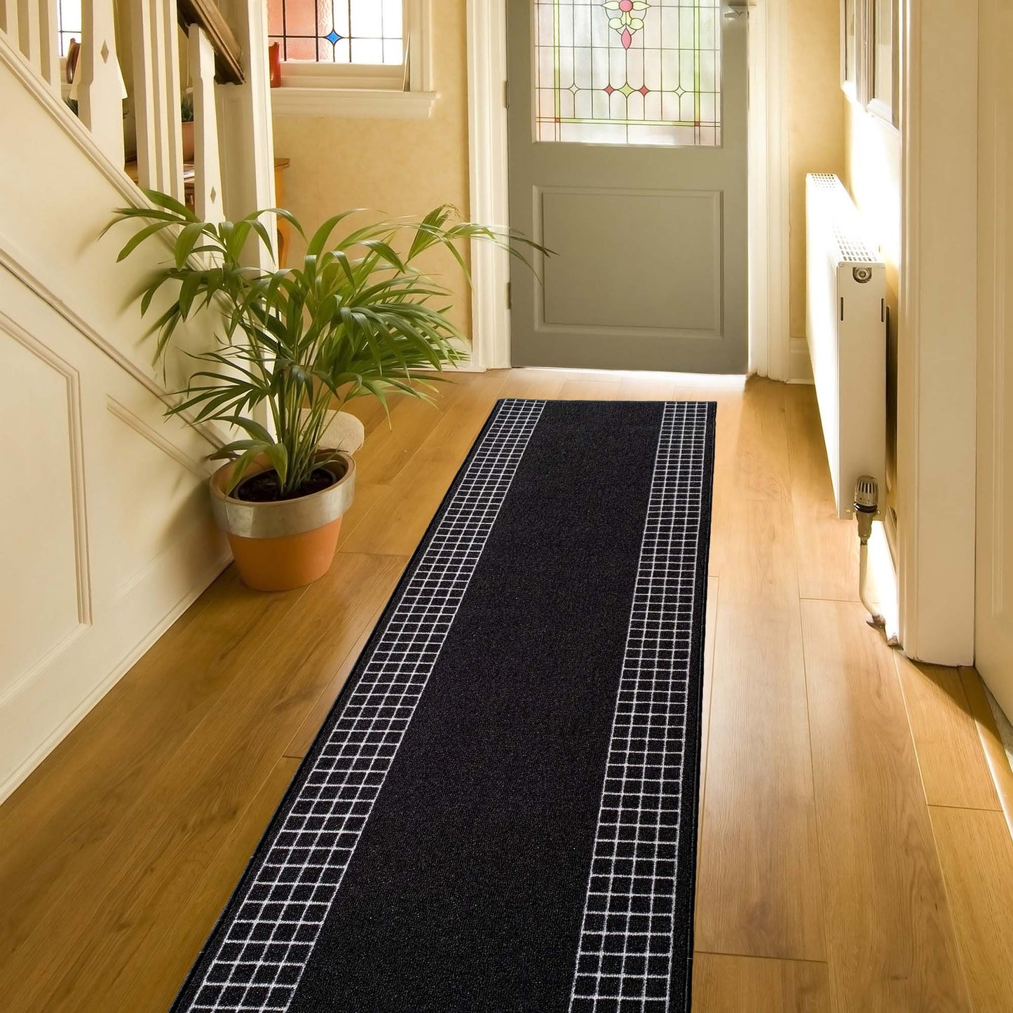 Playa Rug 3 x 49 (ft) Checkered-Black Rectangular Indoor/Outdoor Border Pet Friendly Runner rug