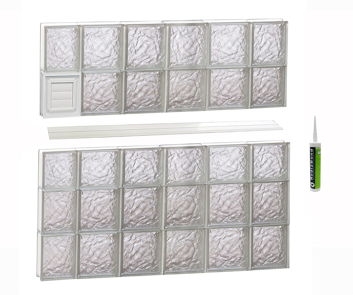 REDI2SET Ice Glass 42-1/2-in x 36-3/4-in Frameless Replacement Dryer vent Glass Block Window
