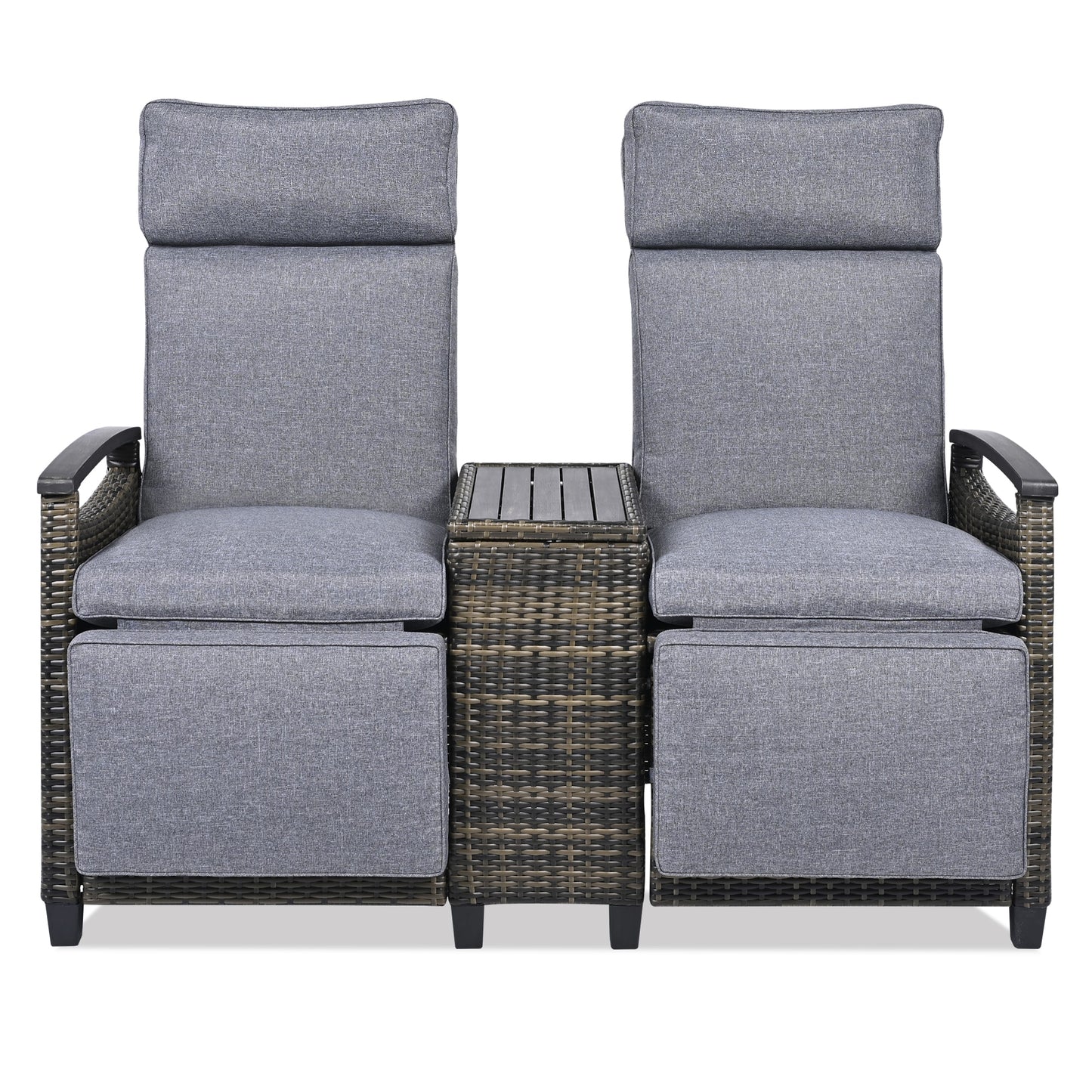 Bybafun Patio Conversation Set with Gray Cushions