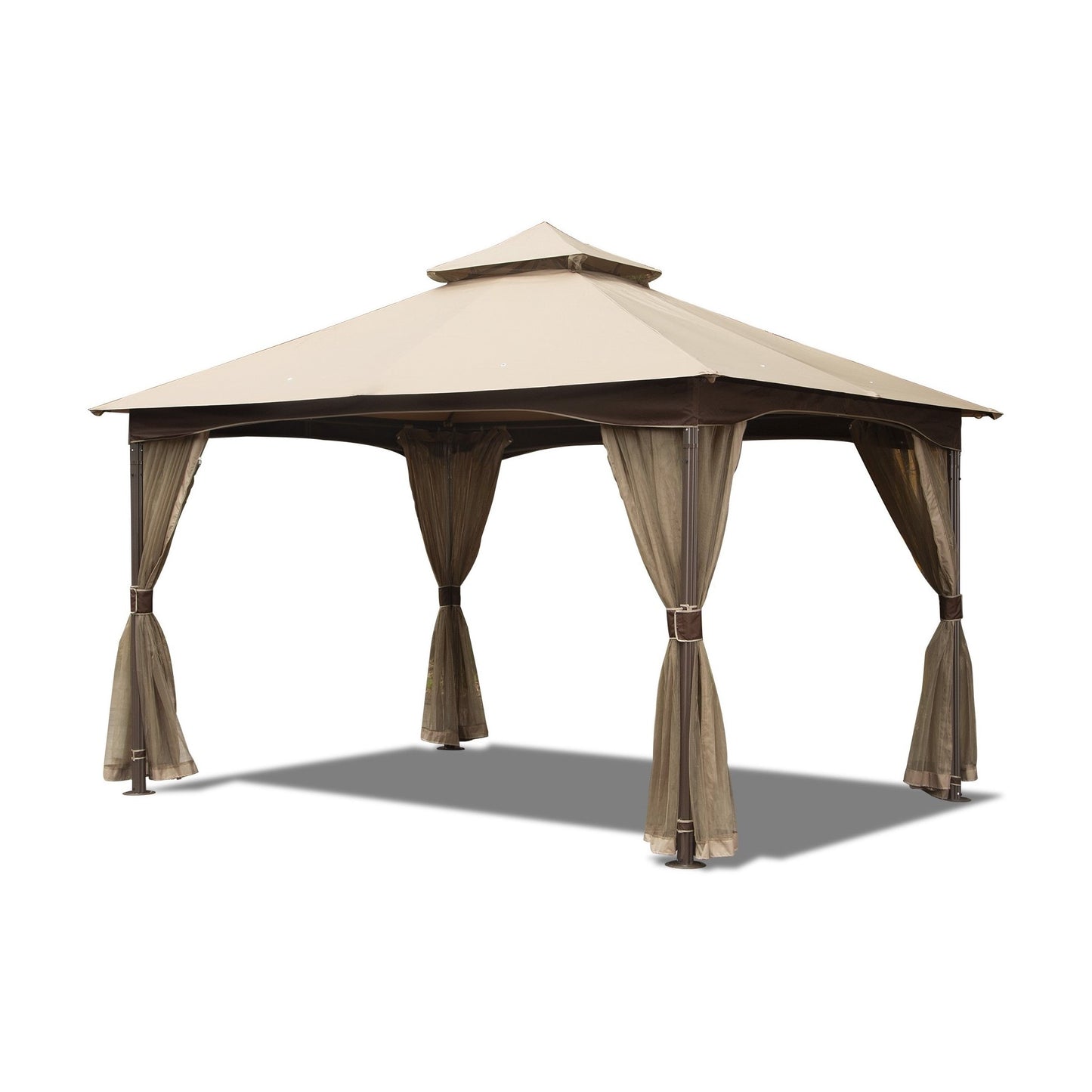 Lycvki 13.06-ft x 9.75-ft Gazebos khaki Gazebo with Soft Top Roof (Screen Included)