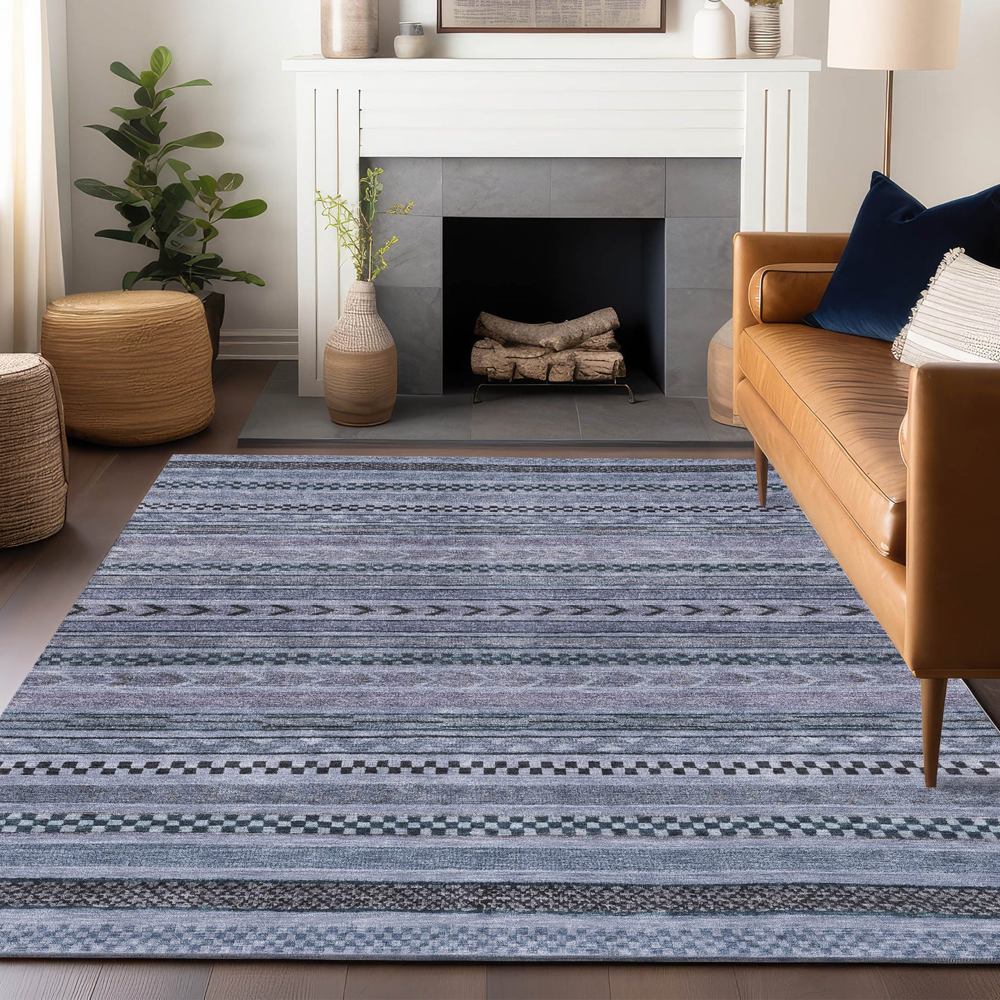 Addison Rugs Chantille ACN1625BU 8 x 10 (ft) Loomed Blue Rectangular Indoor/Outdoor Machine washable Pet Friendly Area rug