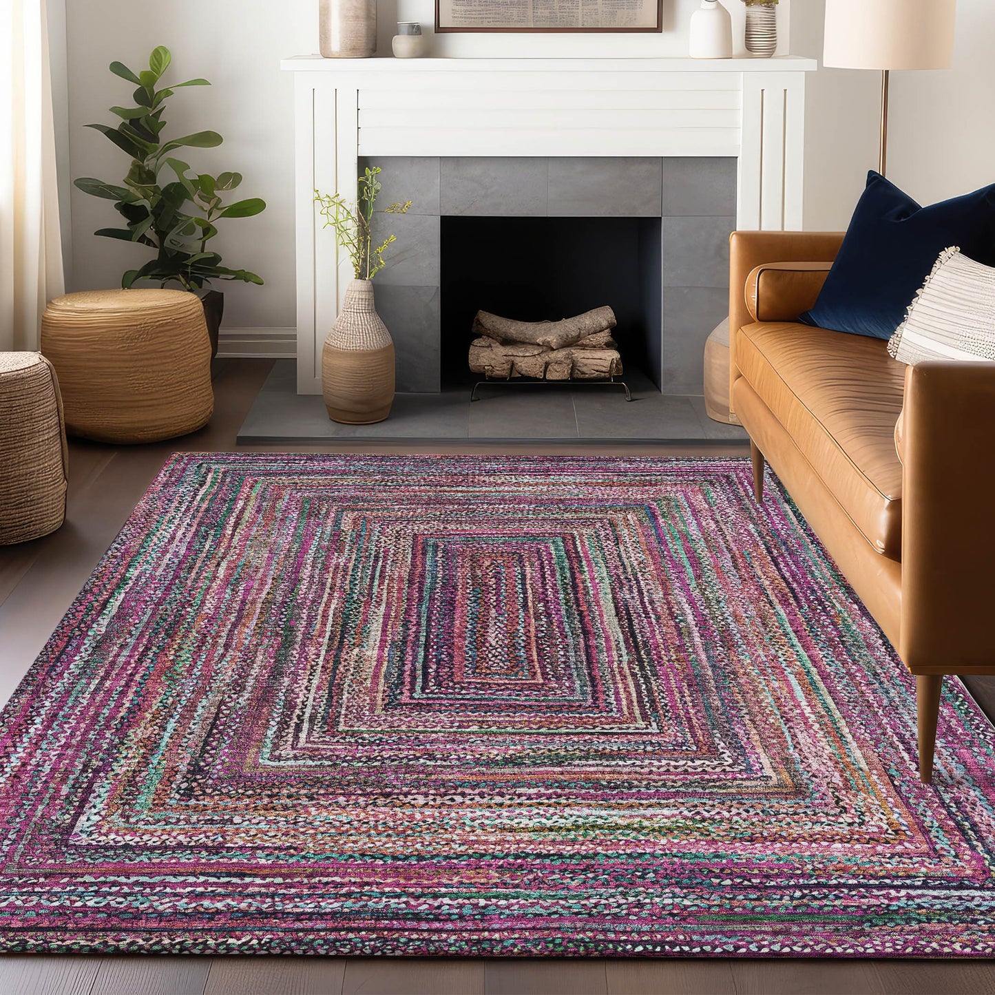 Addison Rugs Chantille ACN1725PI 9 x 12 (ft) Loomed Pink Rectangular Indoor/Outdoor Machine washable Pet Friendly Area rug