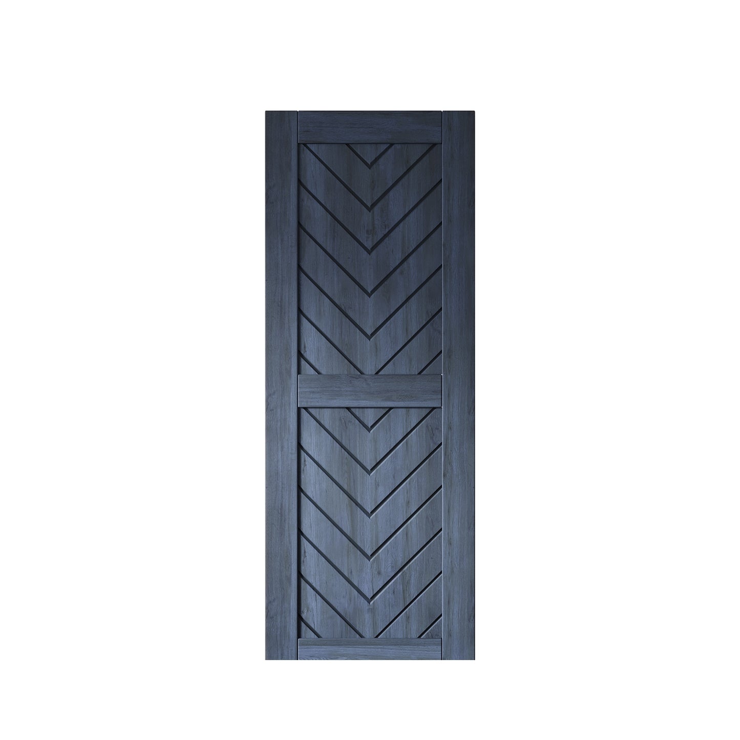 HOMACER 30-in x 80-in Navy Herringbone Pine Wood Solid core Single Barn Door (Hardware Not Included)
