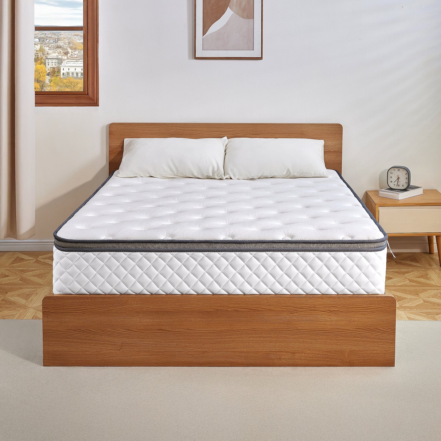 Ifluous 10-in Medium King Hybrid Memory Foam/Coil Blend Mattress in a Box with Boxspring Included