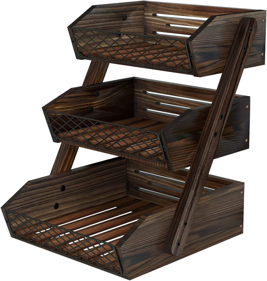 Dorhors Fruit Basket for Kitchen, 3 Tier Fruit Bowl for Kitchen Counter,Wooden Vegetable Holder for Countertop