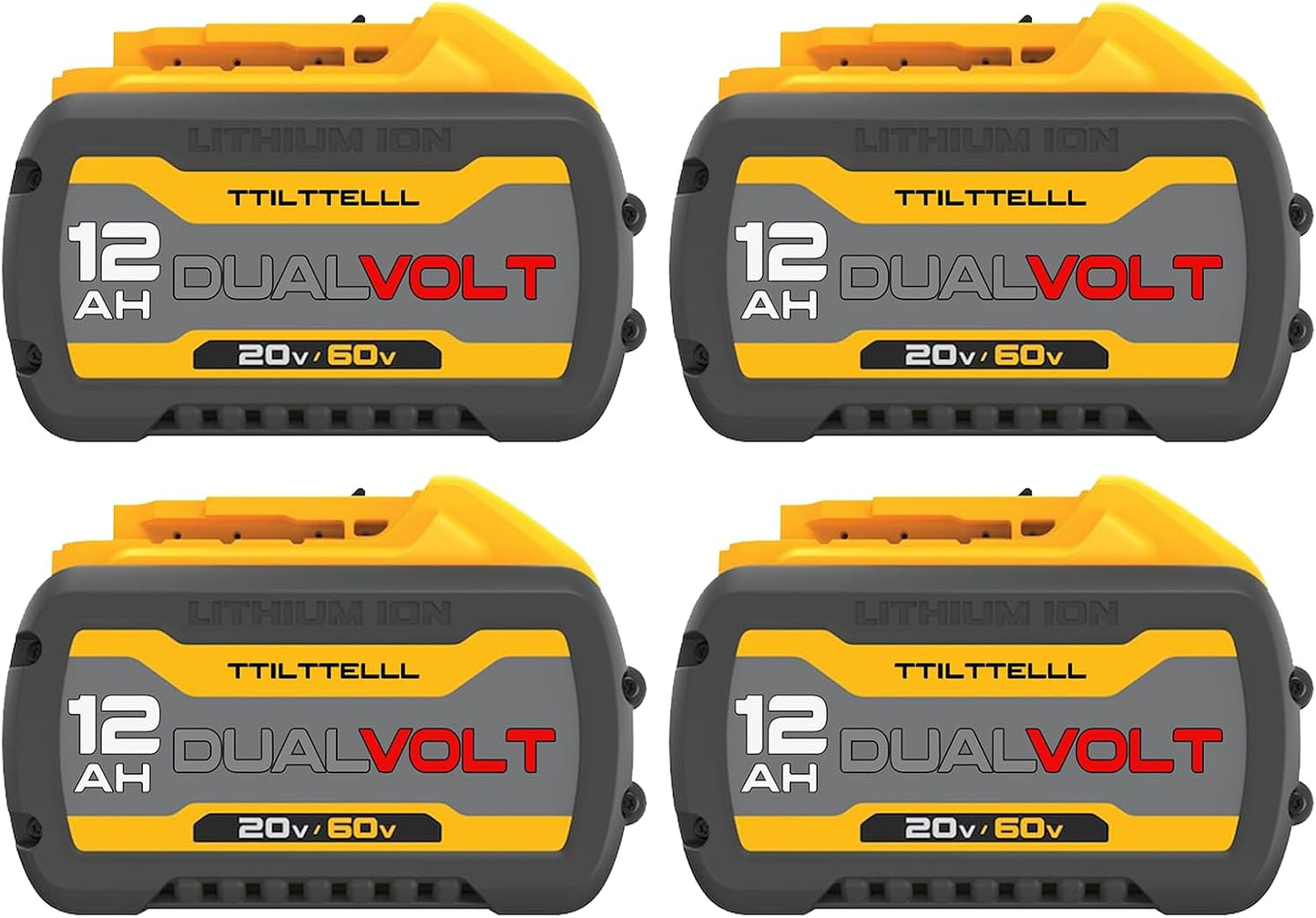 60V 12Ah Replacement Battery- High-Capacity Lithium-Ion for DCB612 DCB606 DCB609 Tools- Compatible with Dewalt 20V\/60V Power Tools- Extended Runtime & Overload Protection, 4 Pack