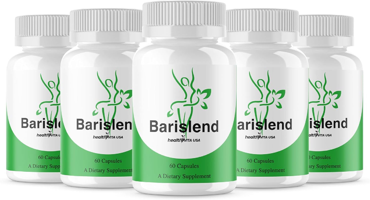 (5 Pack) Barislend Capsules, Official Barislend Pills Supplement Support, Barislend Advanced Formula, Barislend All Natural Vitamin Energy Overall Health Support, 5 Month Supply (300 Capsules)