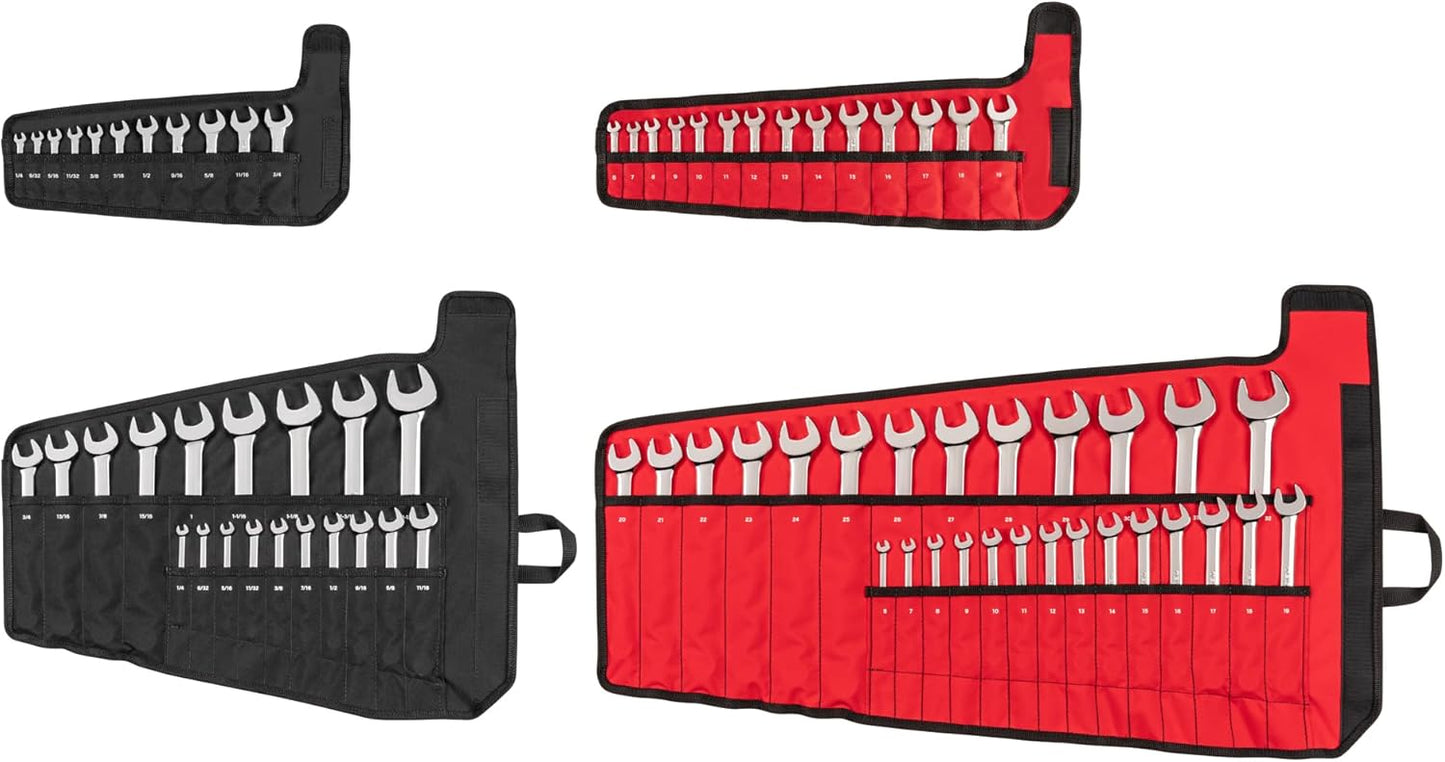 TEKTON Stubby and Standard Length Combination Wrench Set with Pouches, 71-Piece (1/4-1-1/4 in., 6-32 mm) | WCB94903
