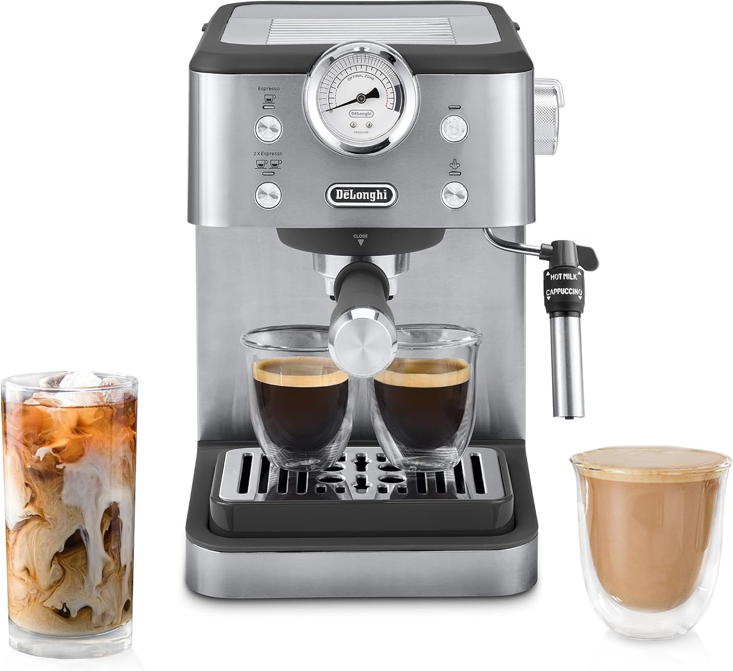 De’Longhi Classic Espresso Machine with Milk Frother, 15-Bar Pump & Temperature Control - Barista Coffee Maker Kit for Espresso, Latte, Cappuccino & Iced Coffee - Italian Stainless Steel Design