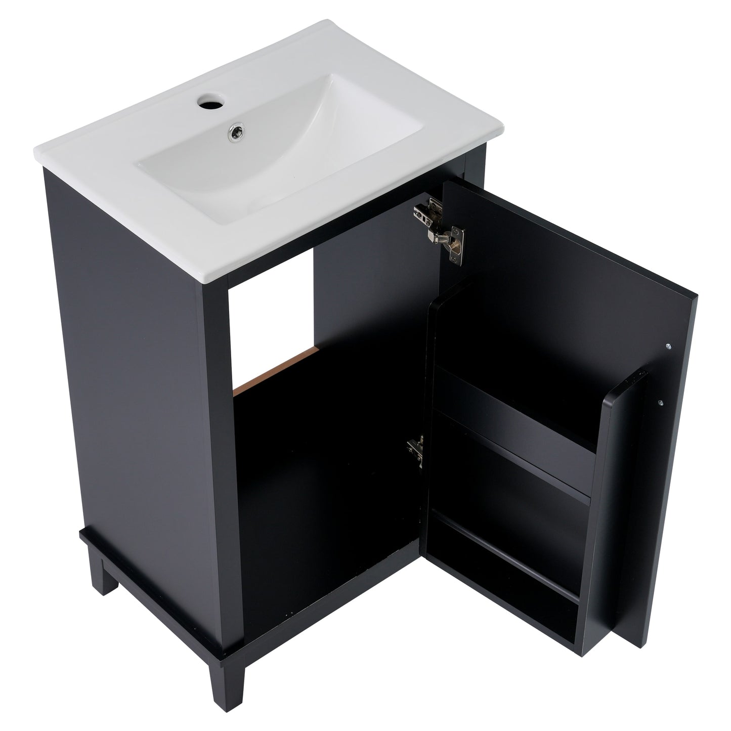 AAZJ Bathroom Vanity 20-in Black Single sink Bathroom Vanity with white Ceramic Top