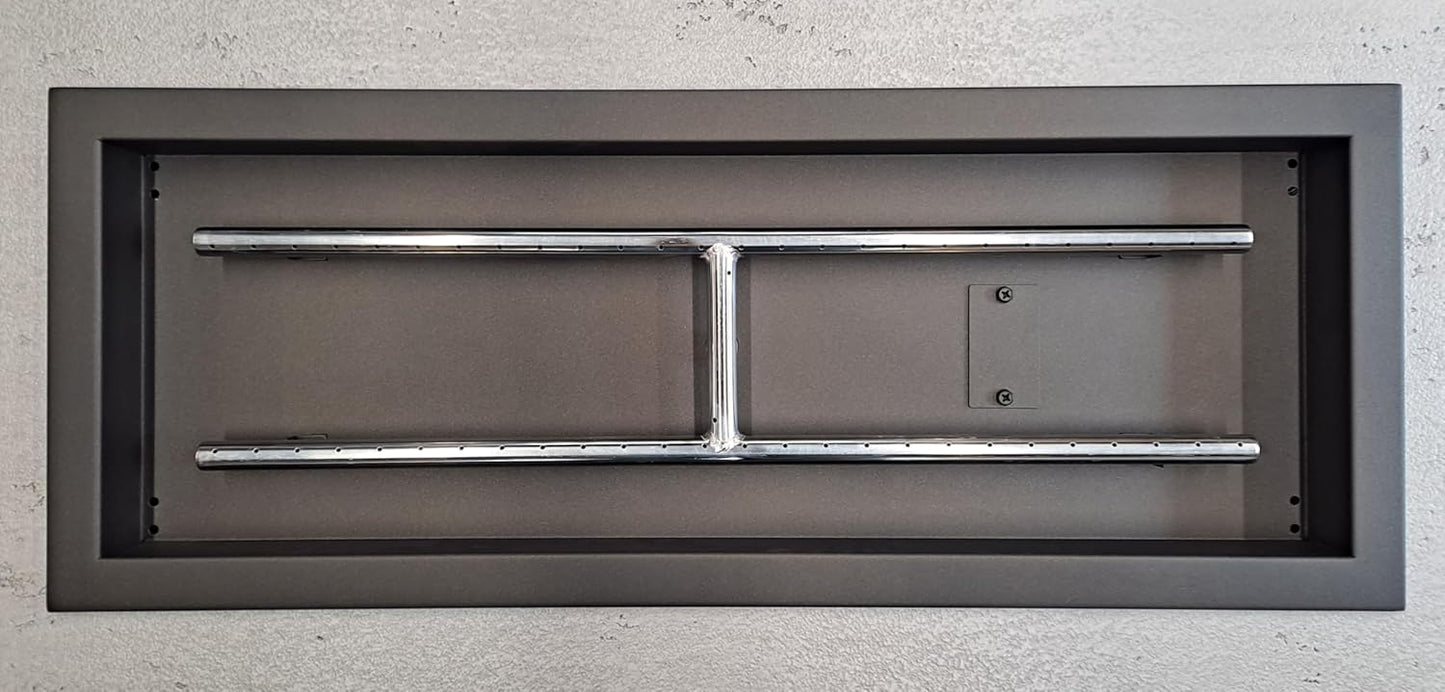 Drop-in Fire Pit Pan and Burner, 30" x 10", Stainless Steel, Black-Bronze