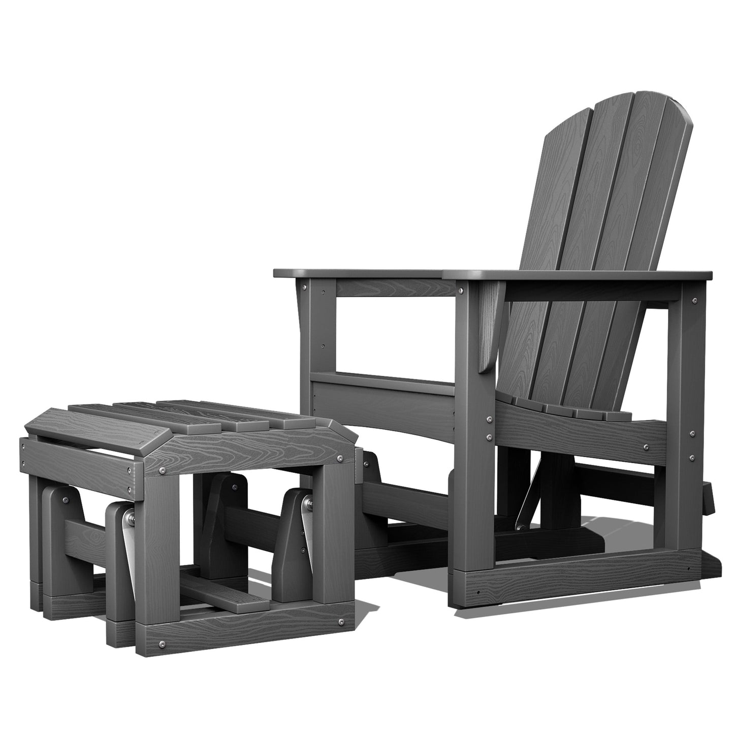 JEAREY Patio Glider with Ottoman 1 -person Gray HDPE Outdoor Glider