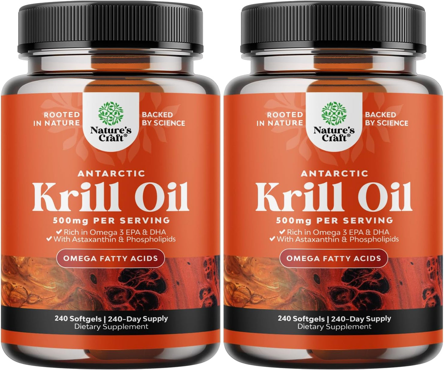 Antarctic Krill Oil 500mg Softgels - Omega 3 Krill Oil Supplement with EPA DHA & Astaxanthin for Brain Joint & Heart - 3rd Party Lab Tested No Gluten GMOs or Fishy Aftertaste - 2 Packs