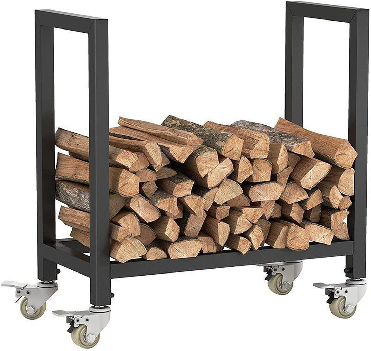 U-Shaped Firewood Rack, Indoor Folding Fireplace Firewood Rack, Suitable for Patios, Decks, and Gardens, Black.