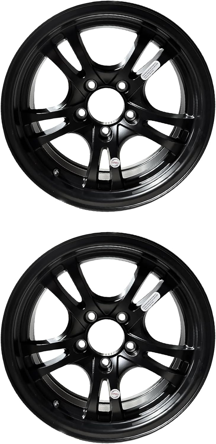 Generic 2PCS 15x5, 5x4.5 Matt Black Fully Painted Aluminum Trailer Wheel
