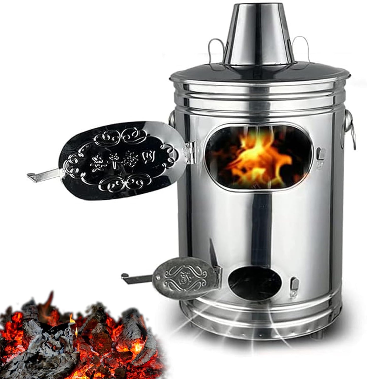 Portable Stainless Steel Burn Barrel Incinerator – Outdoor Bin for Burning Yard Waste, Leaves, Garbage, Debris, and Paper (14.5x14.5x25.9in)