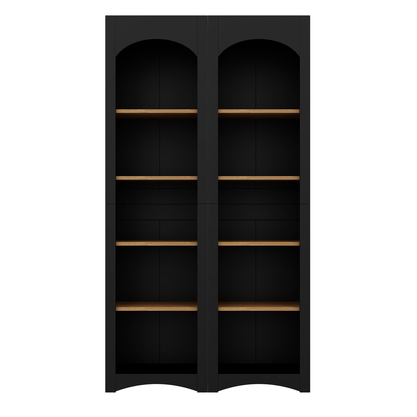 Vynxaria Black Two Piece Bookshelf Set with Adjustable Shelves