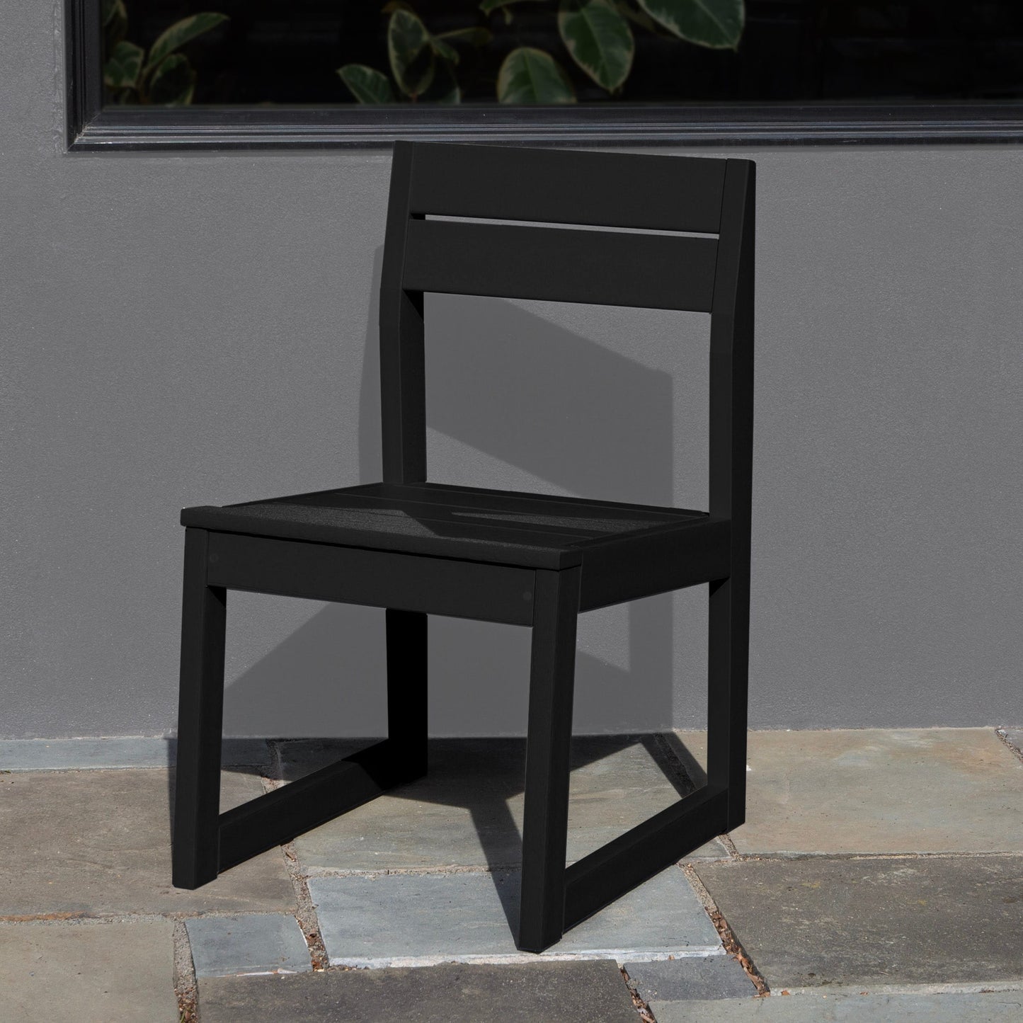 highwood Haven Black Sand HDPE Frame Stationary Dining Chair with Slat Seat