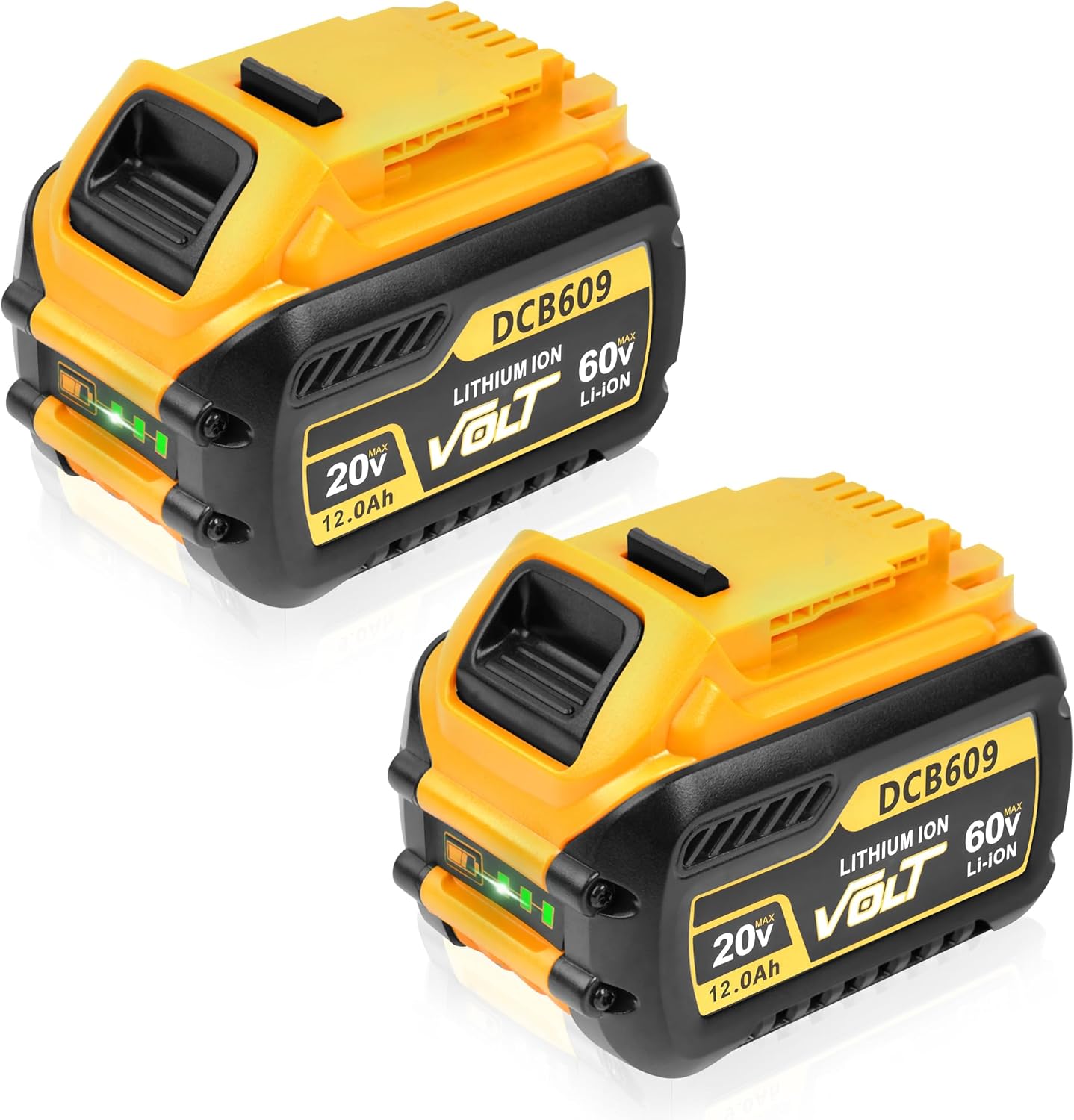 AKELOR 2 Pack 12.0Ah Replacement for DeWalt FlexVolt 20V\/60V Max Battery \u2013 Compatible with DCB606, DCB609, DCB612, DCB200, DCB205, DCB206 Cordless Power Tools