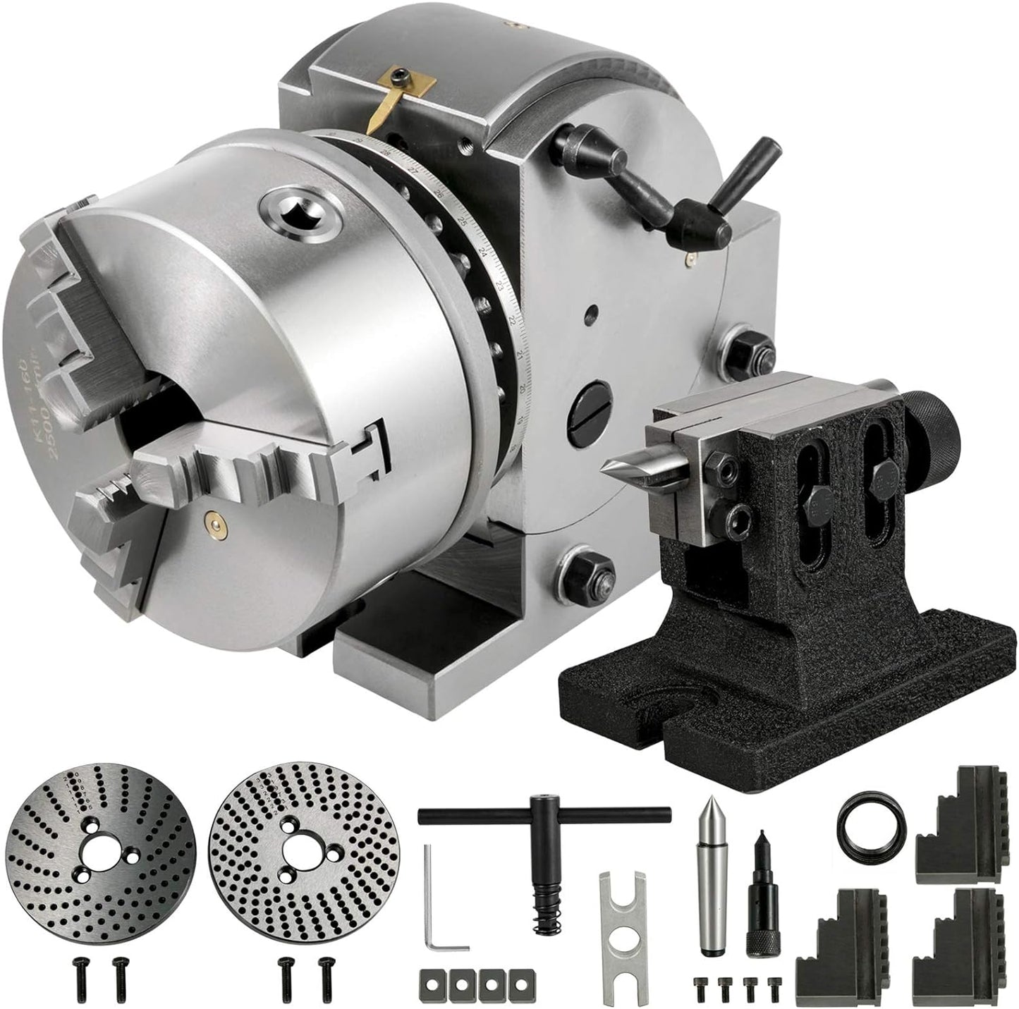 Vevor Dividing Head BS-1 Dividing Head Set 6" 3-jaw Chuck Semi Universal Milling Set with 6" Chuck+Tailstock+Dividing Plates for Milling Grinding Drilling Machine - Amazon.com
