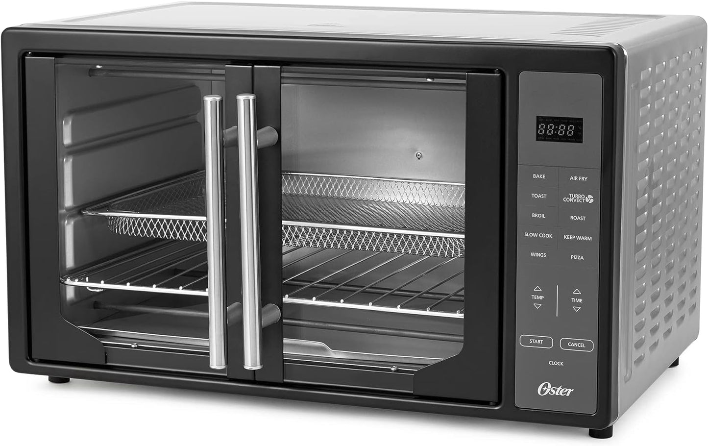 Oster Air Fryer Oven, 10-in-1 Countertop Toaster Oven Stainless Steel French Doors
