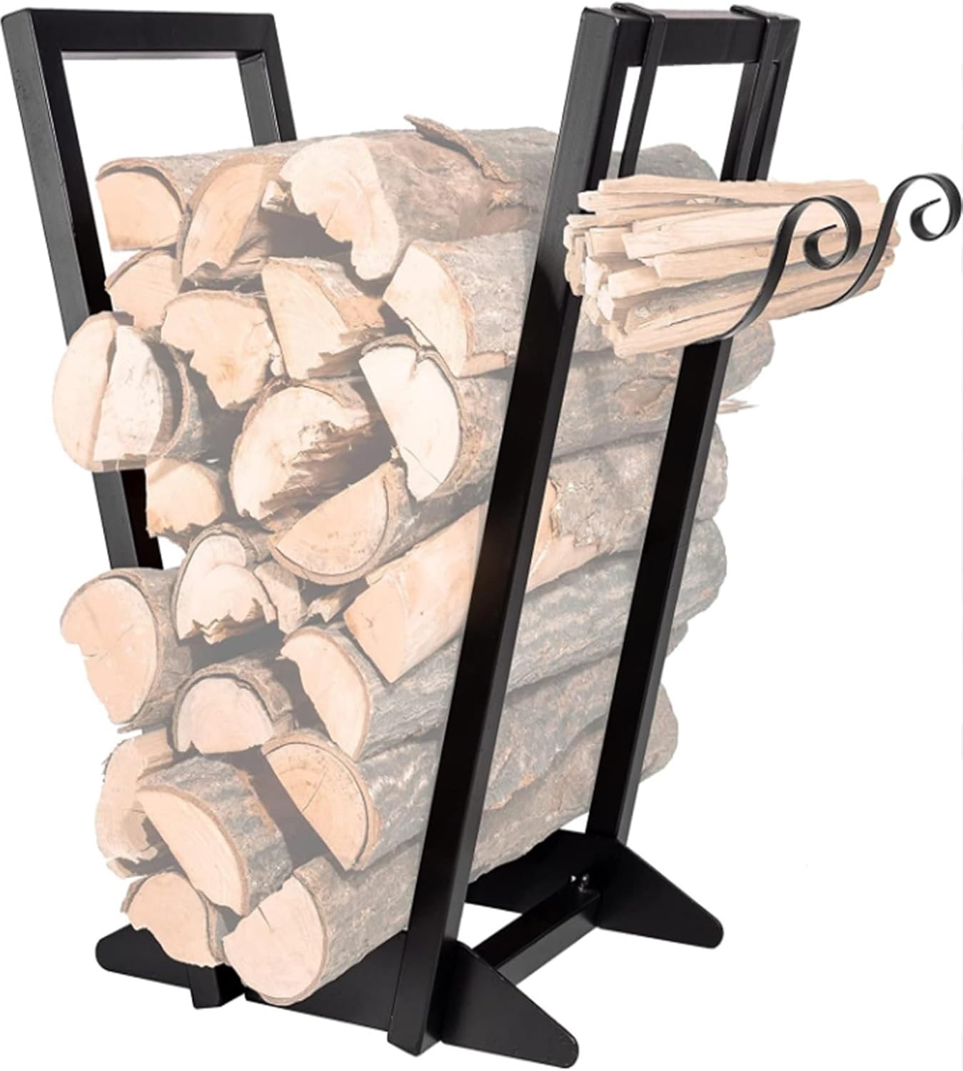 Firewood Rack Indoor -Outdoor,Outdoor and Indoor Firewood Storage with Kindling Wood Hooks,Stable Log Holder and Fireplace Organizer