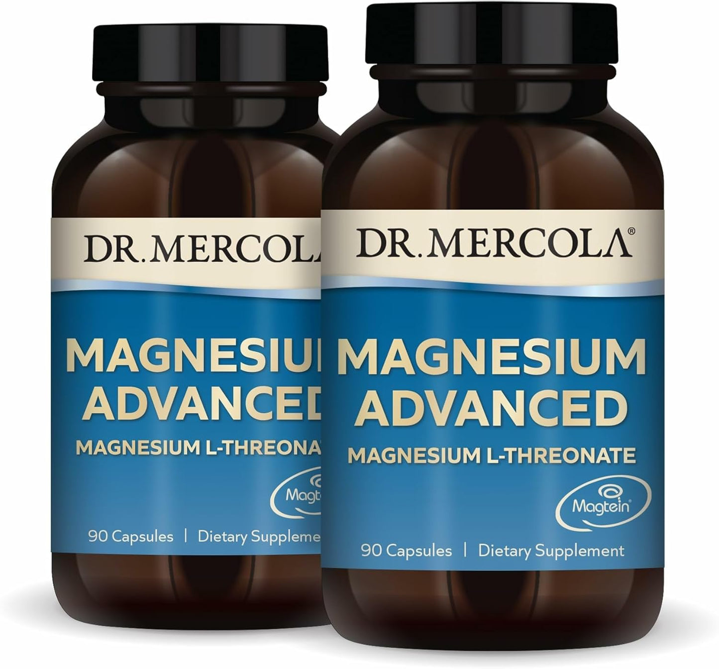 Dr. Mercola Magnesium Advanced, 2-Pack (90 Capsules Each), Dietary Supplement, Magnesium L-Threonate, Non-GMO