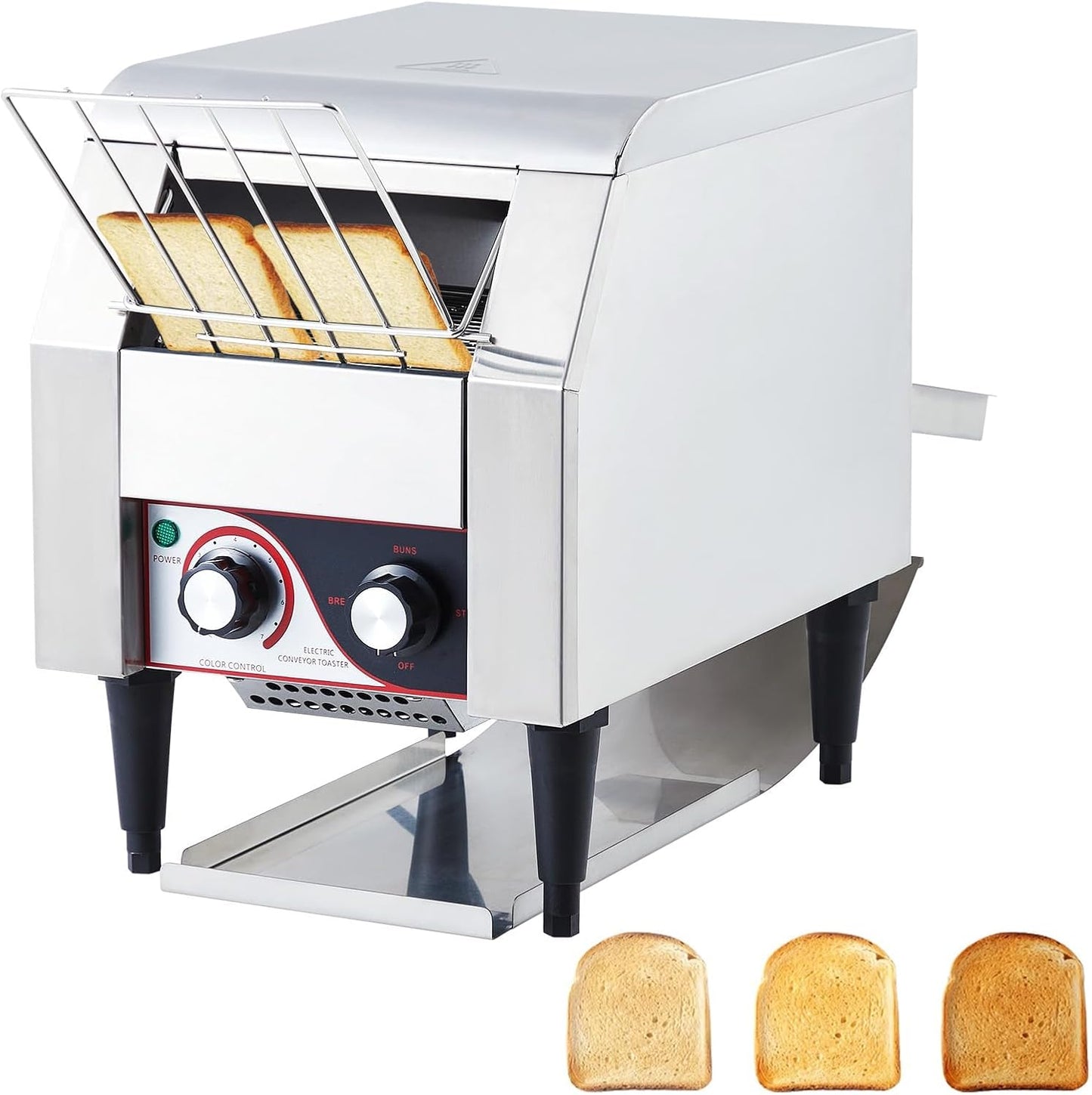 Commercial Conveyor Toaster \u2013 150 Slices\/Hour, 1700W Heavy Duty Stainless Steel Electric Oven With Dual Heating Tubes for Restaurants, Bagels, Croissants
