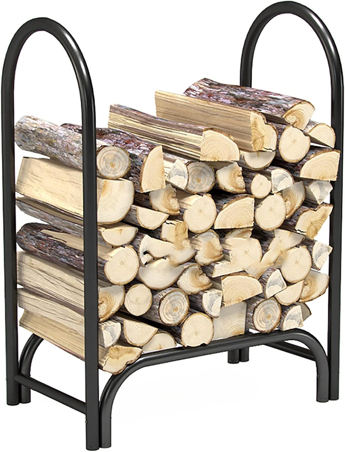 Small Gold Log Rack Firewood Holder Organizer for Indoor Lumber Storage