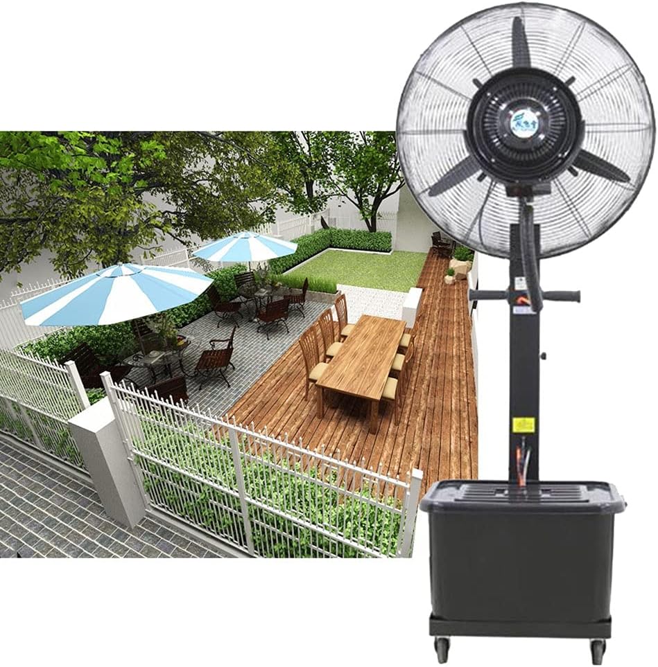 Misting Fan Outdoor Commercial Oscillating Pedestal Fan with Mist for Patio, Outside Restaurant, Garage, Gym, Factory Workshop, 3 Cooling Speeds