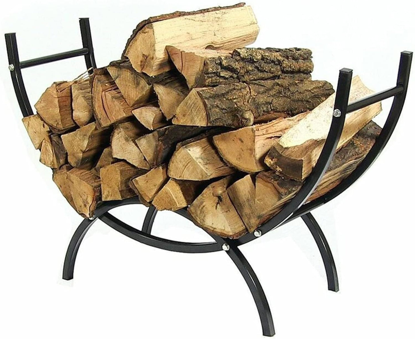 Curved Firewood Stand for Fireplace Pit, Heavy Duty Steel Firewood Stacking Rack, Home Back Porch Wood Storage