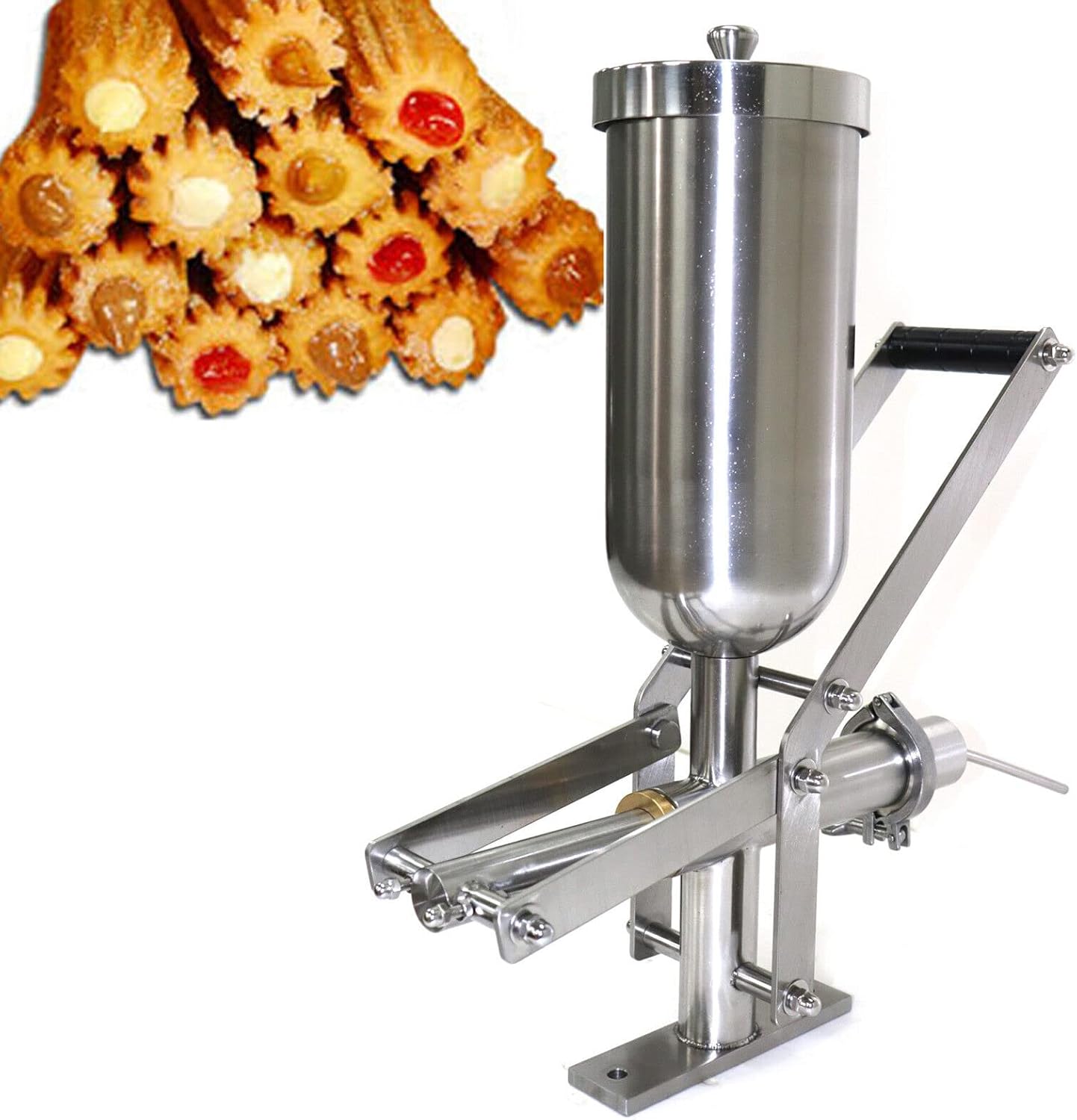 5L Stainless Steel Donut Filler, Donut Churros Manual Filler Injector Commerical Latin Fruit Donut Machine with Long Thin Head Fill Nutella, Cream, Jelly